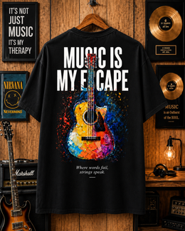 Music Is My Escape Oversized Streetwear T-Shirt