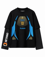 Messi No. 10 Full Sleeve Oversized Tee – Black & Gold Fan